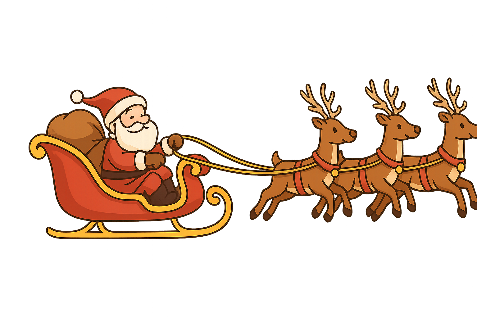 Weihnachtsmann auf dem Schlitten mit Rentieren